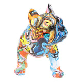 Innovative Bulldog Statue Decor Synthetic Resin Lifelike Bulldog Figurine Dog Sculpture for Living Room Office Shelf Decoration Camouflage Blue