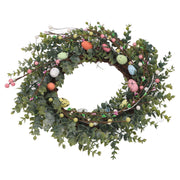 18 Inch Artificial Easter Wreath with Pastel Eggs Colorful Berries Easter Egg Wreath for Front Door Summer Spring Home Decor Wreath Foam In Australia - Darrahopens