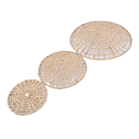 Wall Basket Decor 50cm 35cm 25cm Diameter 3D Design Handmade Round Rattan Woven Wall Ornament for Home In Australia - Darrahopens