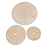 Wall Basket Decor 50cm 35cm 25cm Diameter 3D Design Handmade Round Rattan Woven Wall Ornament for Home