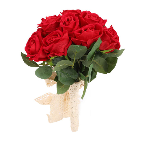Artificial Wedding Bouquet Fade Proof Minimalist Realistic Silk Roses Bridal Bouquet for Prop Decoration Red In Australia - Darrahopens