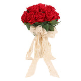 Artificial Wedding Bouquet Fade Proof Minimalist Realistic Silk Roses Bridal Bouquet for Prop Decoration Red In Australia - Darrahopens