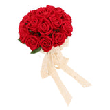 Artificial Wedding Bouquet Fade Proof Minimalist Realistic Silk Roses Bridal Bouquet for Prop Decoration Red