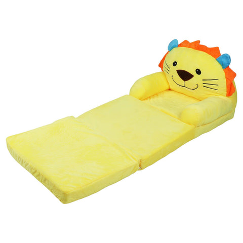 Kids Sofa Yellow Cartoon Animal Style Foldable Wide Handle Soft Breathable Toddler Chair for Reading Relaxing Sleeping In Australia - Darrahopens