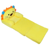 Kids Sofa Yellow Cartoon Animal Style Foldable Wide Handle Soft Breathable Toddler Chair for Reading Relaxing Sleeping