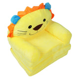 Kids Sofa Yellow Cartoon Animal Style Foldable Wide Handle Soft Breathable Toddler Chair for Reading Relaxing Sleeping