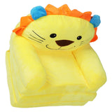 Kids Sofa Yellow Cartoon Animal Style Foldable Wide Handle Soft Breathable Toddler Chair for Reading Relaxing Sleeping