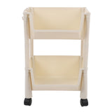 Compact Rolling Storage Organizer Large Capacity Mobile Utility Cart Movable Storage Book Shelves with Lockable Wheels 2 Tier Without Cover
