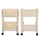 Compact Rolling Storage Organizer Large Capacity Mobile Utility Cart Movable Storage Book Shelves with Lockable Wheels 2 Tier Without Cover