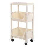 Compact Rolling Storage Organizer Large Capacity Mobile Utility Cart Movable Storage Book Shelves with Lockable Wheels 3 Tier with Cover