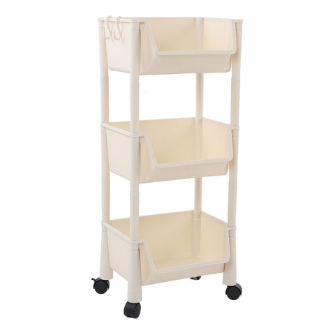 Compact Rolling Storage Organizer Large Capacity Mobile Utility Cart Movable Storage Book Shelves with Lockable Wheels 3 Tier Without Cover In Australia - Darrahopens