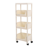 Compact Rolling Storage Organizer Large Capacity Mobile Utility Cart Movable Storage Book Shelves with Lockable Wheels 4 Tier with Cover