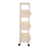 Compact Rolling Storage Organizer Large Capacity Mobile Utility Cart Movable Storage Book Shelves with Lockable Wheels 4 Tier with Cover