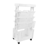 Movable Book Rack Large Capacity 5 Layer Thickened Rollers Multifunctional Movable Bookshelf for Bedroom Living Room Home School White