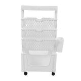 Movable Book Rack Large Capacity 5 Layer Thickened Rollers Multifunctional Movable Bookshelf for Bedroom Living Room Home School White