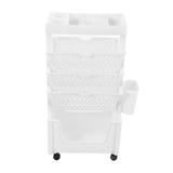 Movable Book Rack Large Capacity 5 Layer Thickened Rollers Multifunctional Movable Bookshelf for Bedroom Living Room Home School White