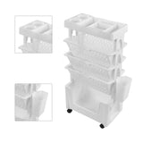 Movable Book Rack Large Capacity 5 Layer Thickened Rollers Multifunctional Movable Bookshelf for Bedroom Living Room Home School White