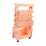 Movable Book Rack Large Capacity 5 Layer Thickened Rollers Multifunctional Movable Bookshelf for Bedroom Living Room Home School Pink In Australia - Darrahopens