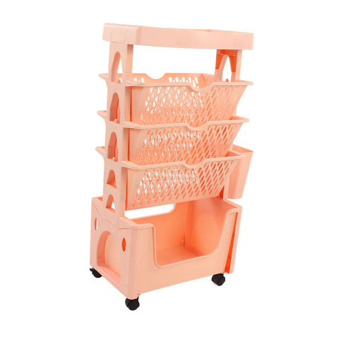Movable Book Rack Large Capacity 5 Layer Thickened Rollers Multifunctional Movable Bookshelf for Bedroom Living Room Home School Pink In Australia - Darrahopens