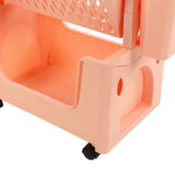 Movable Book Rack Large Capacity 5 Layer Thickened Rollers Multifunctional Movable Bookshelf for Bedroom Living Room Home School Pink In Australia - Darrahopens