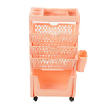 Movable Book Rack Large Capacity 5 Layer Thickened Rollers Multifunctional Movable Bookshelf for Bedroom Living Room Home School Pink