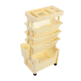 Movable Book Rack Large Capacity 5 Layer Thickened Rollers Multifunctional Movable Bookshelf for Bedroom Living Room Home School Beige In Australia - Darrahopens