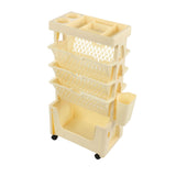 Movable Book Rack Large Capacity 5 Layer Thickened Rollers Multifunctional Movable Bookshelf for Bedroom Living Room Home School Beige
