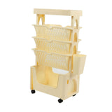 Movable Book Rack Large Capacity 5 Layer Thickened Rollers Multifunctional Movable Bookshelf for Bedroom Living Room Home School Beige In Australia - Darrahopens