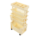 Movable Book Rack Large Capacity 5 Layer Thickened Rollers Multifunctional Movable Bookshelf for Bedroom Living Room Home School Beige