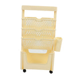 Movable Book Rack Large Capacity 5 Layer Thickened Rollers Multifunctional Movable Bookshelf for Bedroom Living Room Home School Beige