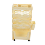 Movable Book Rack Large Capacity 5 Layer Thickened Rollers Multifunctional Movable Bookshelf for Bedroom Living Room Home School Beige