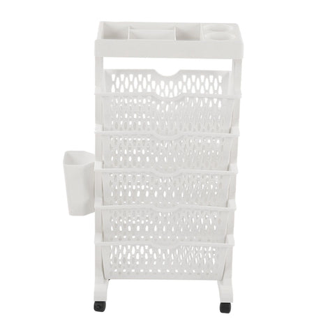 Movable Bookshelf 6 Tier Large Capacity Thickened Multifunctional Rolling Book Rack for Deskside Living Room White In Australia - Darrahopens