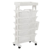 Movable Bookshelf 6 Tier Large Capacity Thickened Multifunctional Rolling Book Rack for Deskside Living Room White