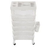 Movable Bookshelf 6 Tier Large Capacity Thickened Multifunctional Rolling Book Rack for Deskside Living Room White