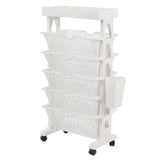 Movable Bookshelf 6 Tier Large Capacity Thickened Multifunctional Rolling Book Rack for Deskside Living Room White