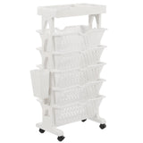 Movable Bookshelf 6 Tier Large Capacity Thickened Multifunctional Rolling Book Rack for Deskside Living Room White