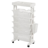 Movable Bookshelf 6 Tier Large Capacity Thickened Multifunctional Rolling Book Rack for Deskside Living Room White