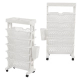 Movable Bookshelf 6 Tier Large Capacity Thickened Multifunctional Rolling Book Rack for Deskside Living Room White
