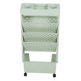 Removable Book Storage Rack 5 Tier Large Capacity Multifunctional Movable Storage Organizer Shelf with Wheels Green