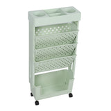 Removable Book Storage Rack 5 Tier Large Capacity Multifunctional Movable Storage Organizer Shelf with Wheels Green
