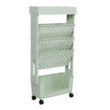 Removable Book Storage Rack 5 Tier Large Capacity Multifunctional Movable Storage Organizer Shelf with Wheels Green