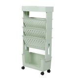 Removable Book Storage Rack 5 Tier Large Capacity Multifunctional Movable Storage Organizer Shelf with Wheels Green