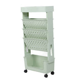Removable Book Storage Rack 5 Tier Large Capacity Multifunctional Movable Storage Organizer Shelf with Wheels Green