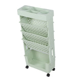 Removable Book Storage Rack 5 Tier Large Capacity Multifunctional Movable Storage Organizer Shelf with Wheels Green