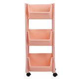 Compact Rolling Storage Organizer Large Capacity Mobile Utility Cart Movable Storage Book Shelf with Lockable Wheels 3 Tier Without Cover