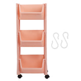 Compact Rolling Storage Organizer Large Capacity Mobile Utility Cart Movable Storage Book Shelf with Lockable Wheels 3 Tier Without Cover