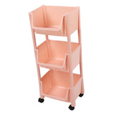 Compact Rolling Storage Organizer Large Capacity Mobile Utility Cart Movable Storage Book Shelf with Lockable Wheels 3 Tier Without Cover