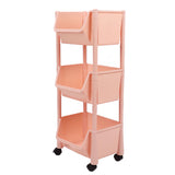 Compact Rolling Storage Organizer Large Capacity Mobile Utility Cart Movable Storage Book Shelf with Lockable Wheels 3 Tier Without Cover