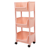 Compact Rolling Storage Organizer Large Capacity Mobile Utility Cart Movable Storage Book Shelf with Lockable Wheels 3 Tier Without Cover