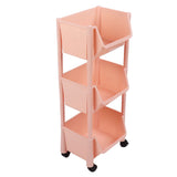 Compact Rolling Storage Organizer Large Capacity Mobile Utility Cart Movable Storage Book Shelf with Lockable Wheels 3 Tier Without Cover